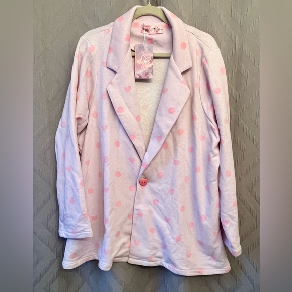 My Violet Jackets & Blazers - My Violet, light purple & pink Polka Dot Blazer, Sz 3X
